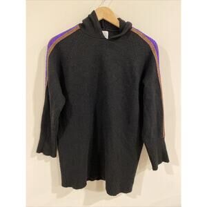AnnaRita N Knit Couture Black Sweater with Sequin And Metallic On Sleeves Small